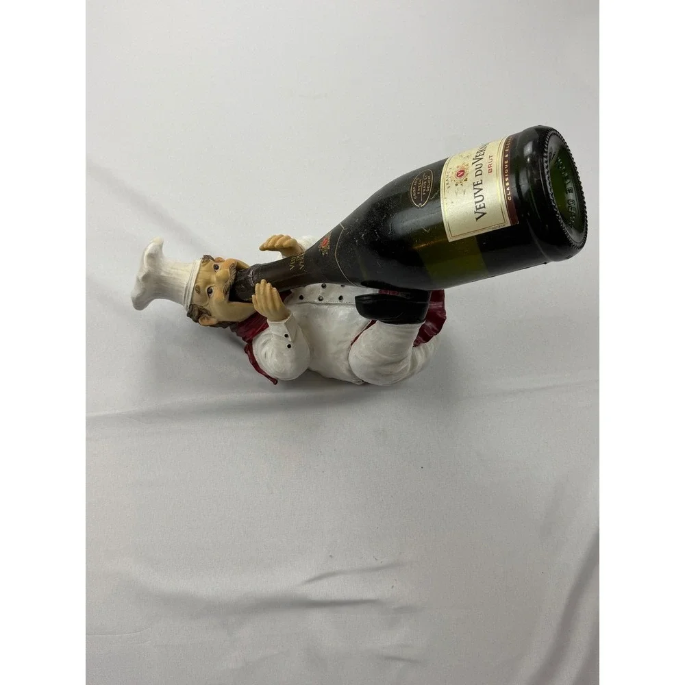 Unbranded‎ Chef Wine Bottle Holder Figurine White Red Resin Decor